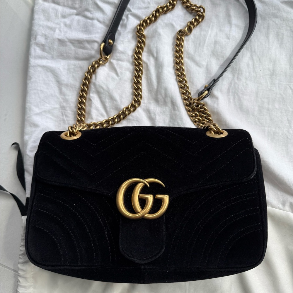 Gucci velvet marmont Black shoulder bag